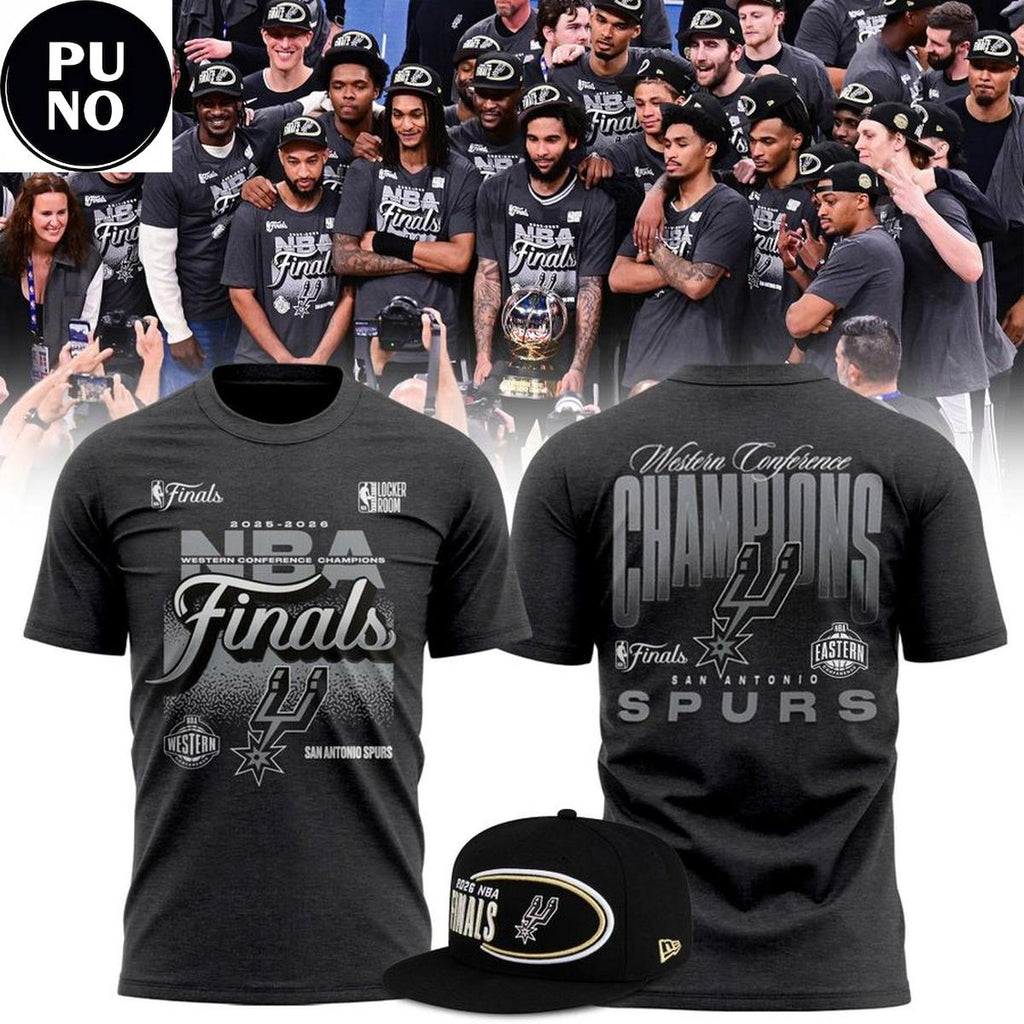 San Antonio Spurs Fanatics Charcoal 2026 Western Conference Finals Champions Hoodie T-Shirt