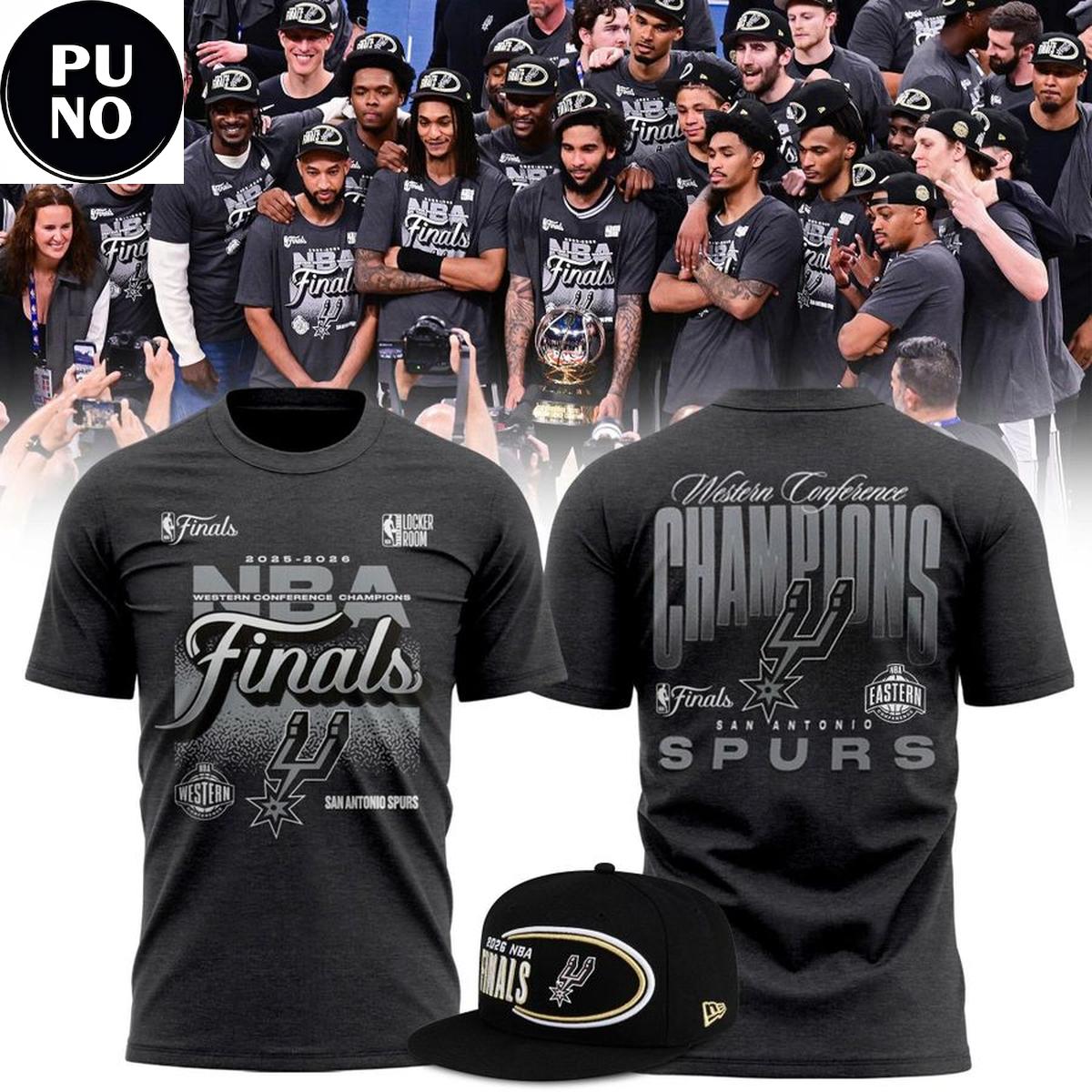 San Antonio Spurs Fanatics Charcoal 2026 Western Conference Finals Champions Hoodie T-Shirt