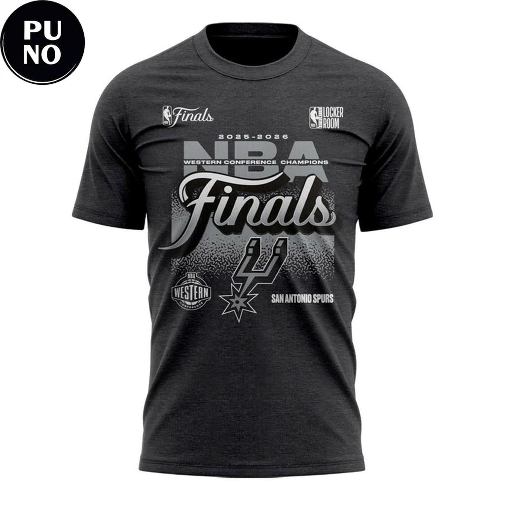 San Antonio Spurs Fanatics Charcoal 2026 Western Conference Finals Champions Hoodie T-Shirt