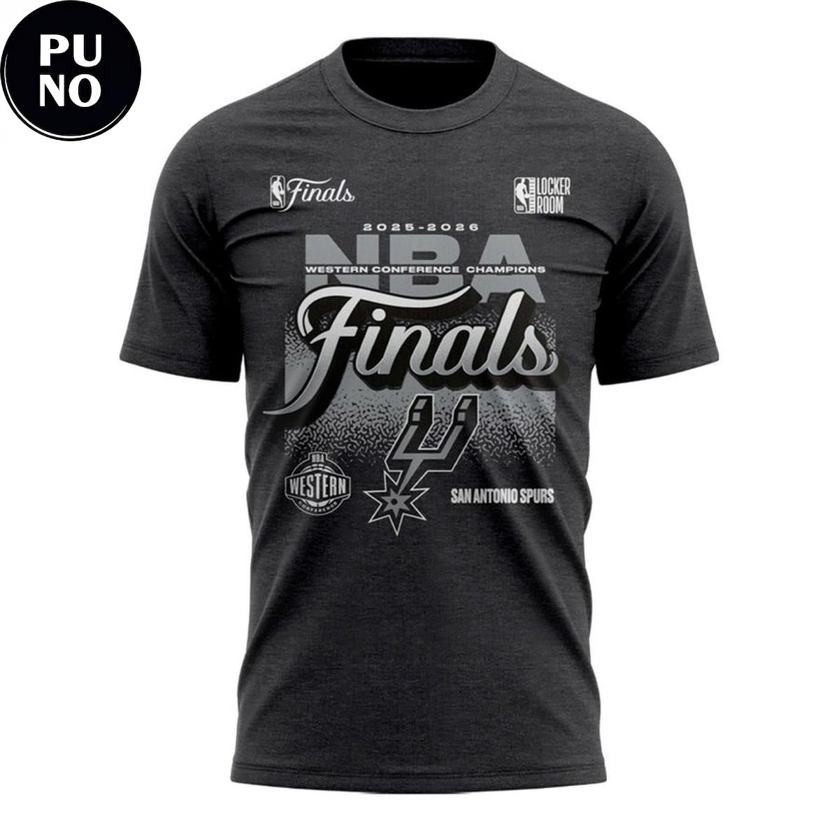 San Antonio Spurs Fanatics Charcoal 2026 Western Conference Finals Champions Hoodie T-Shirt