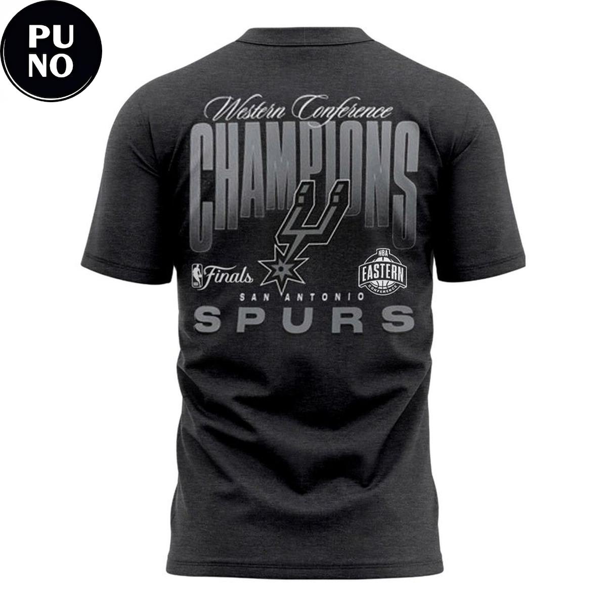San Antonio Spurs Fanatics Charcoal 2026 Western Conference Finals Champions Hoodie T-Shirt