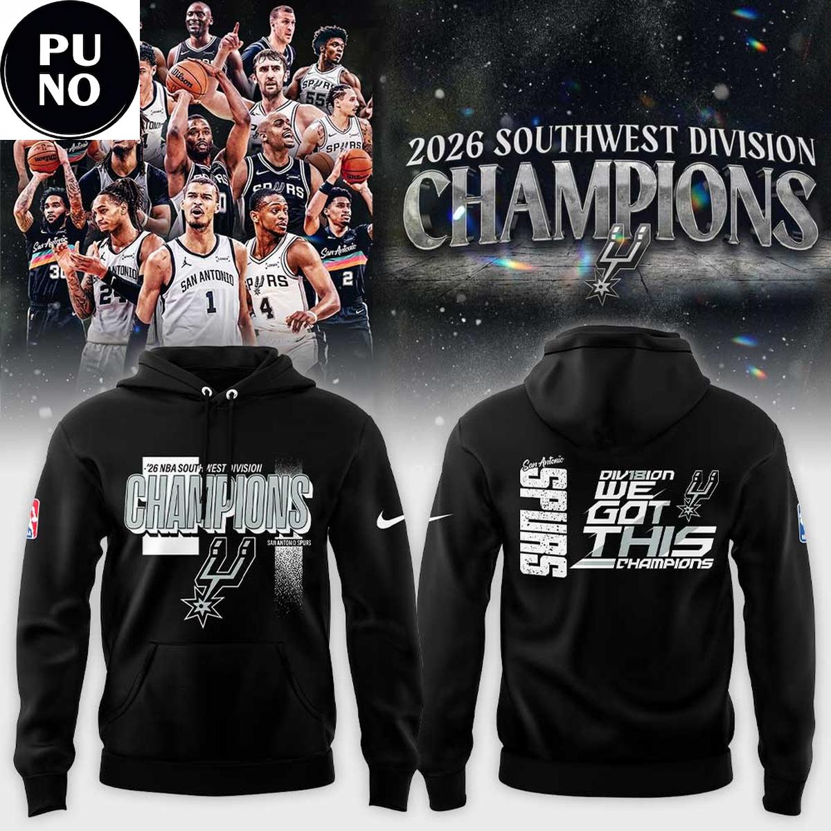 San Antonio Spurs New Era 2026 Southwest Division Champions Hoodie T-Shirt