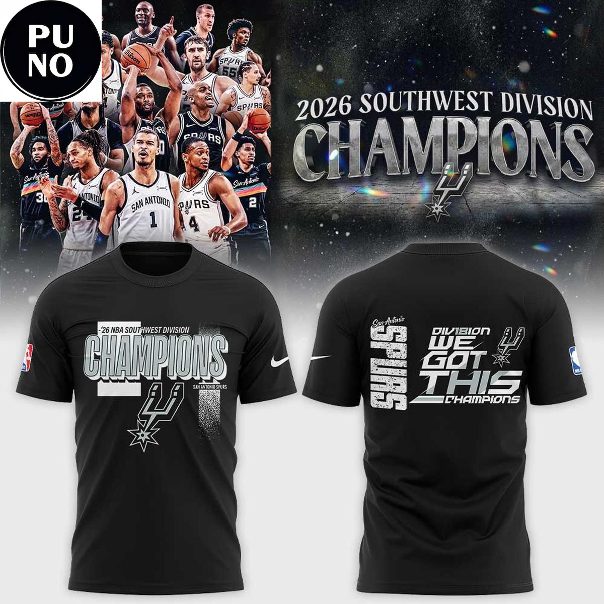 San Antonio Spurs New Era 2026 Southwest Division Champions Hoodie T-Shirt