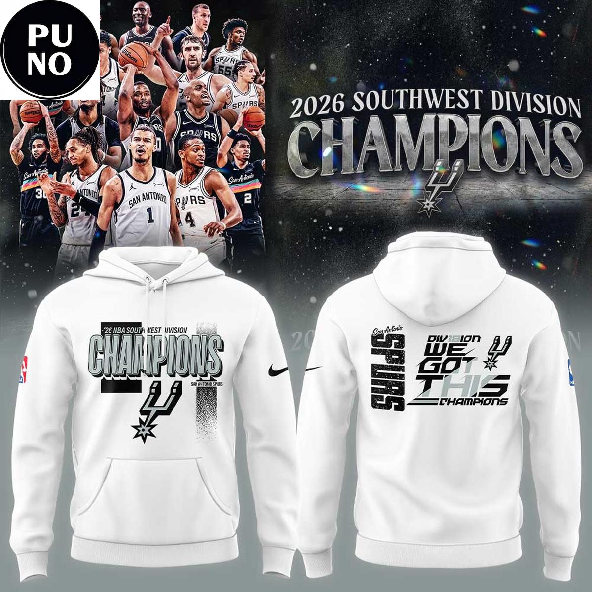 San Antonio Spurs New Era 2026 Southwest Division Champions Hoodie T-Shirt
