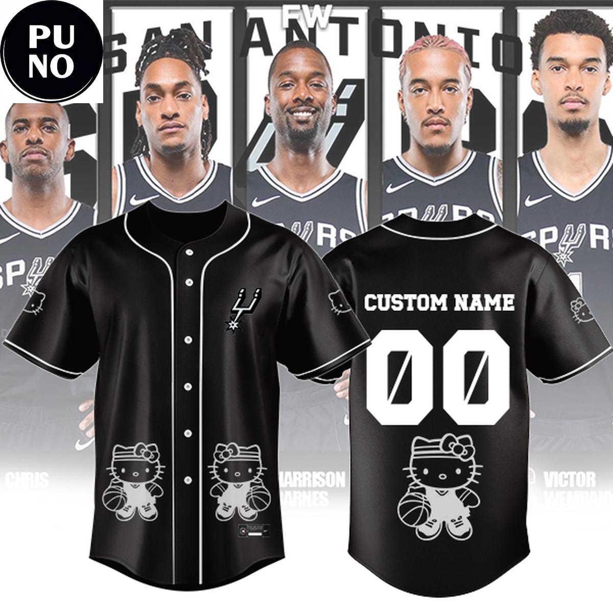 San Antonio Spurs x Hello Kitty Night 2026 Personalized Baseball Jersey