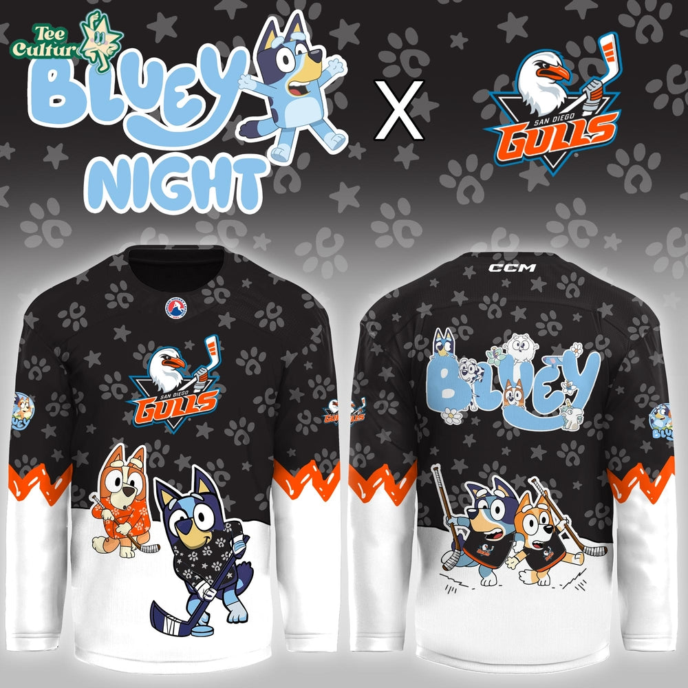 San Diego Gulls Bluey Night Game Limited Hockey Jersey