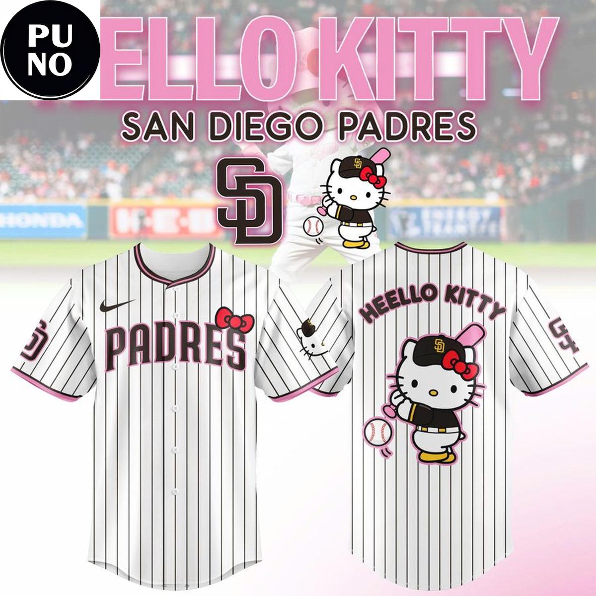 San Diego Padres x Hello Kitty Night 2026 Black Stripes Baseball Jersey