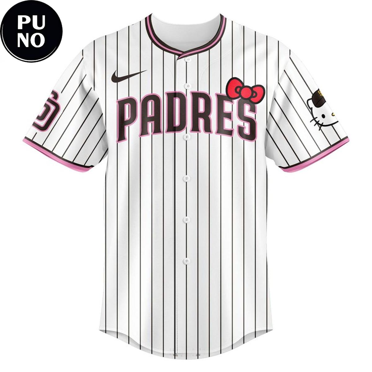 San Diego Padres x Hello Kitty Night 2026 Black Stripes Baseball Jersey
