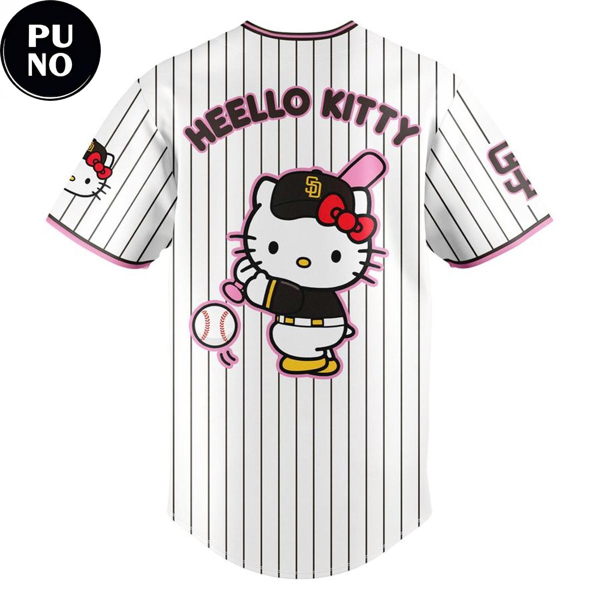 San Diego Padres x Hello Kitty Night 2026 Black Stripes Baseball Jersey