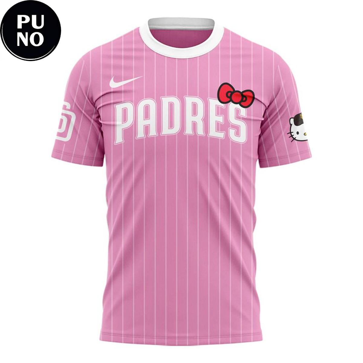 San Diego Padres x Hello Kitty Night 2026 Pink Stripes Shirt