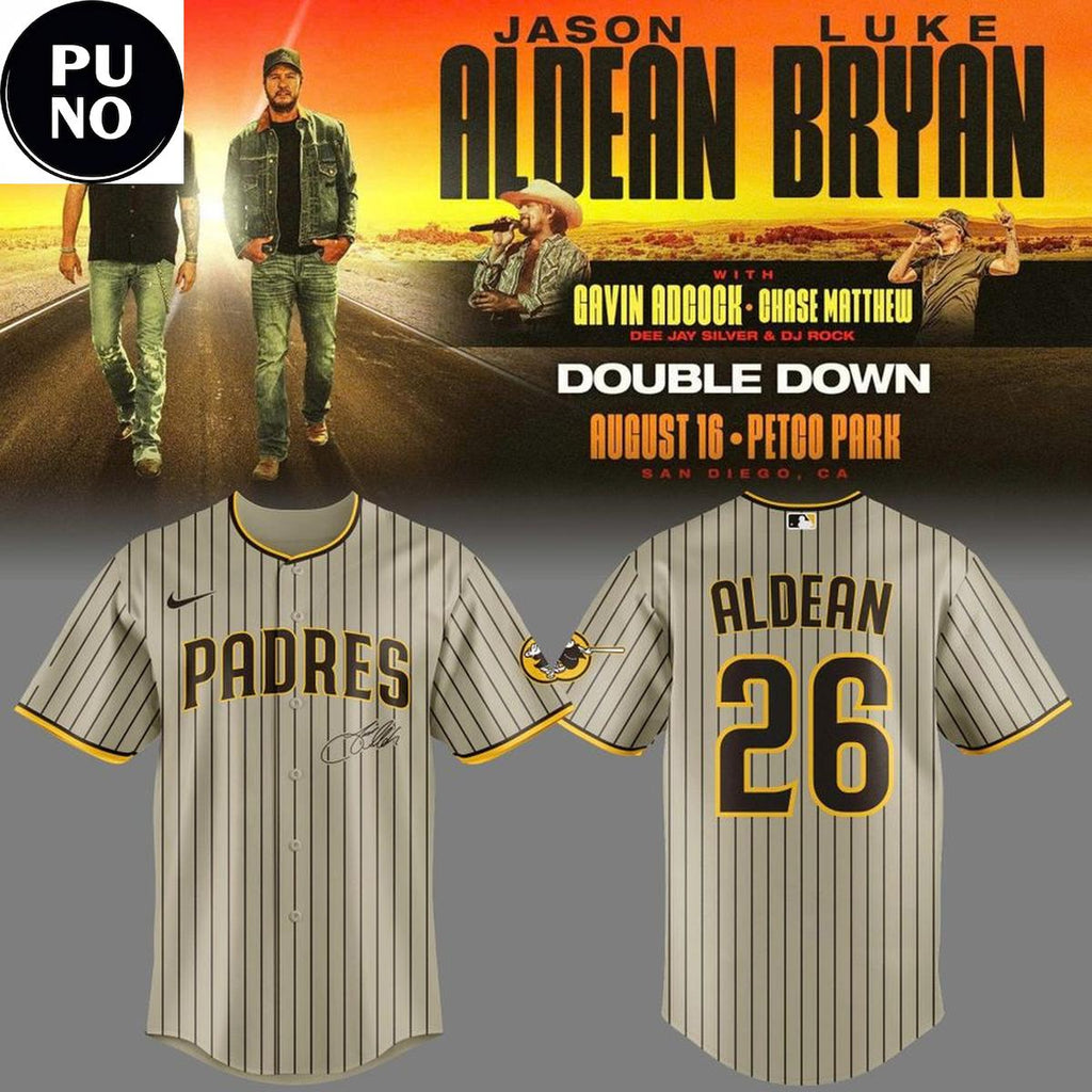 San Diego Padres x Jason Aldean & Luke Bryan 2026 Double Down Tour Personalized Baseball Jersey