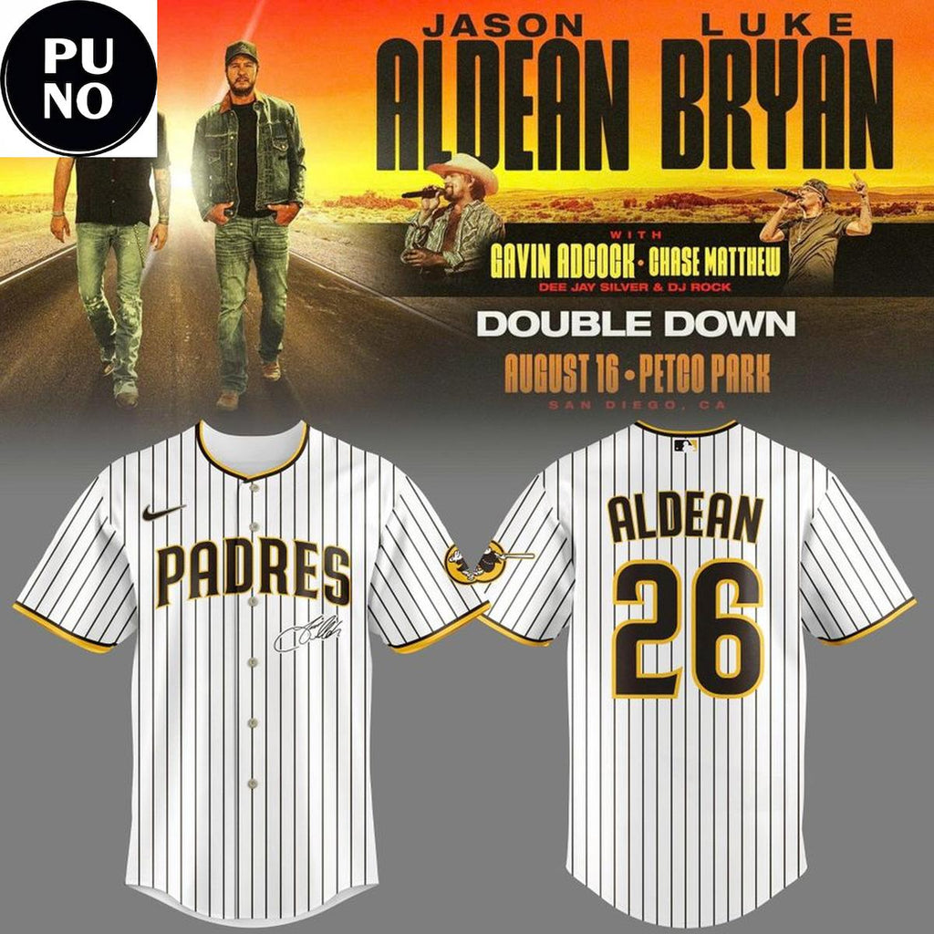 San Diego Padres x Jason Aldean & Luke Bryan 2026 Double Down Tour Personalized Baseball Jersey