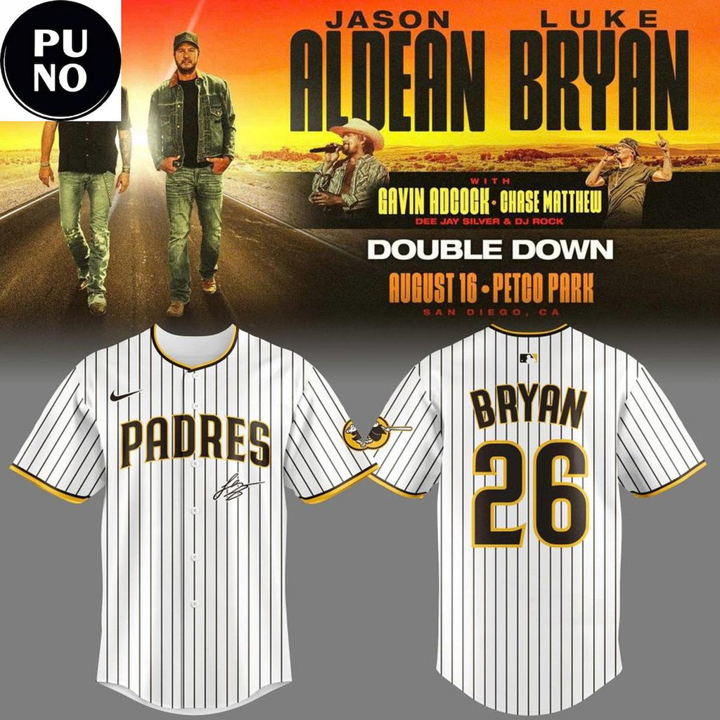 San Diego Padres x Jason Aldean & Luke Bryan 2026 Double Down Tour Personalized Baseball Jersey