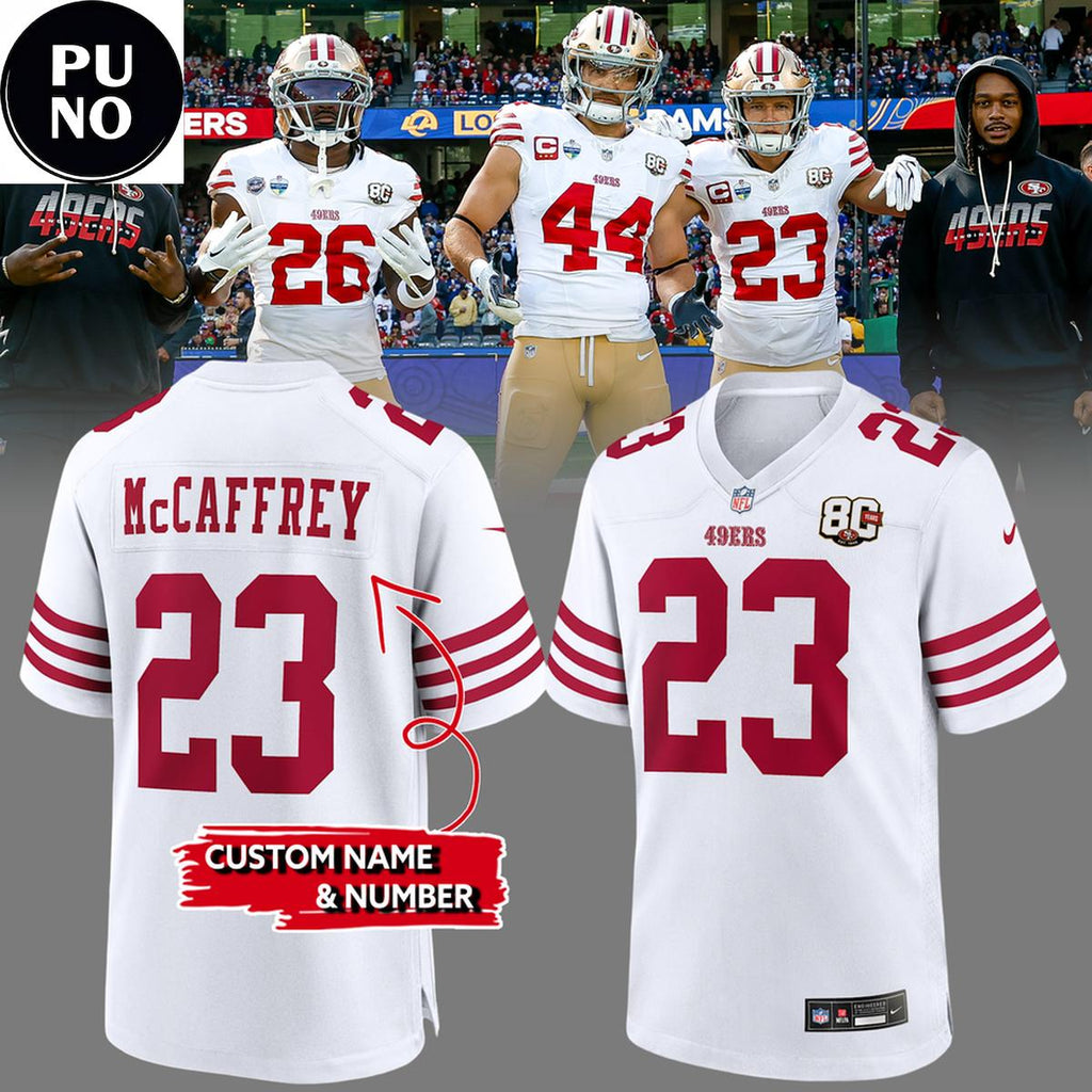 San Francisco 49ers 80th Anniversary 2026 Personalized Football Jersey