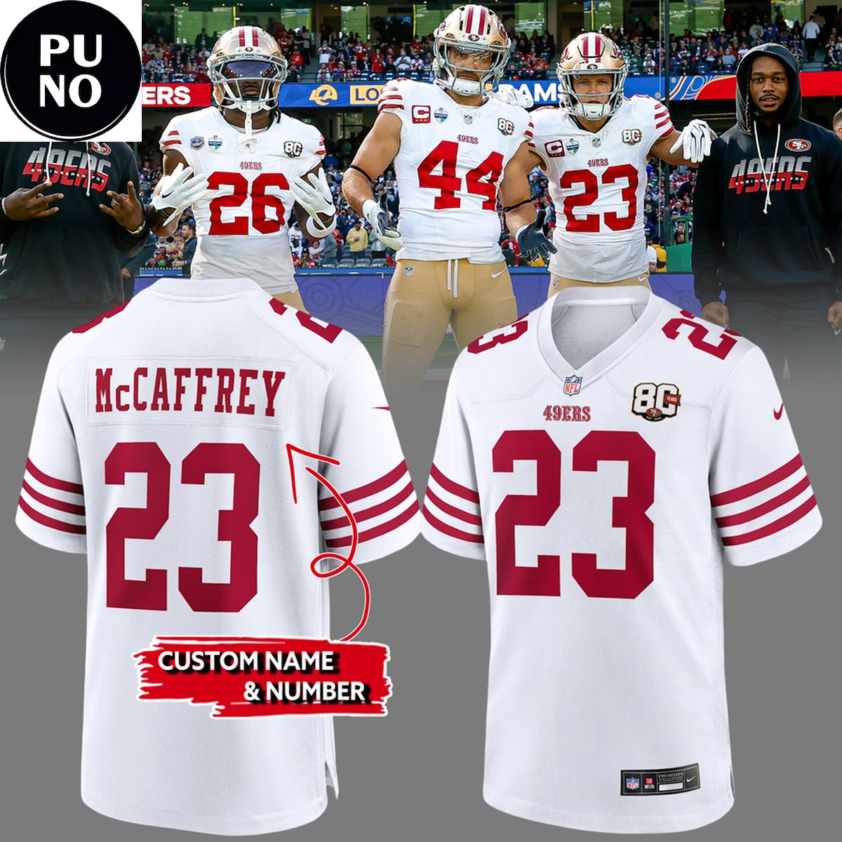 San Francisco 49ers 80th Anniversary 2026 Personalized Football Jersey