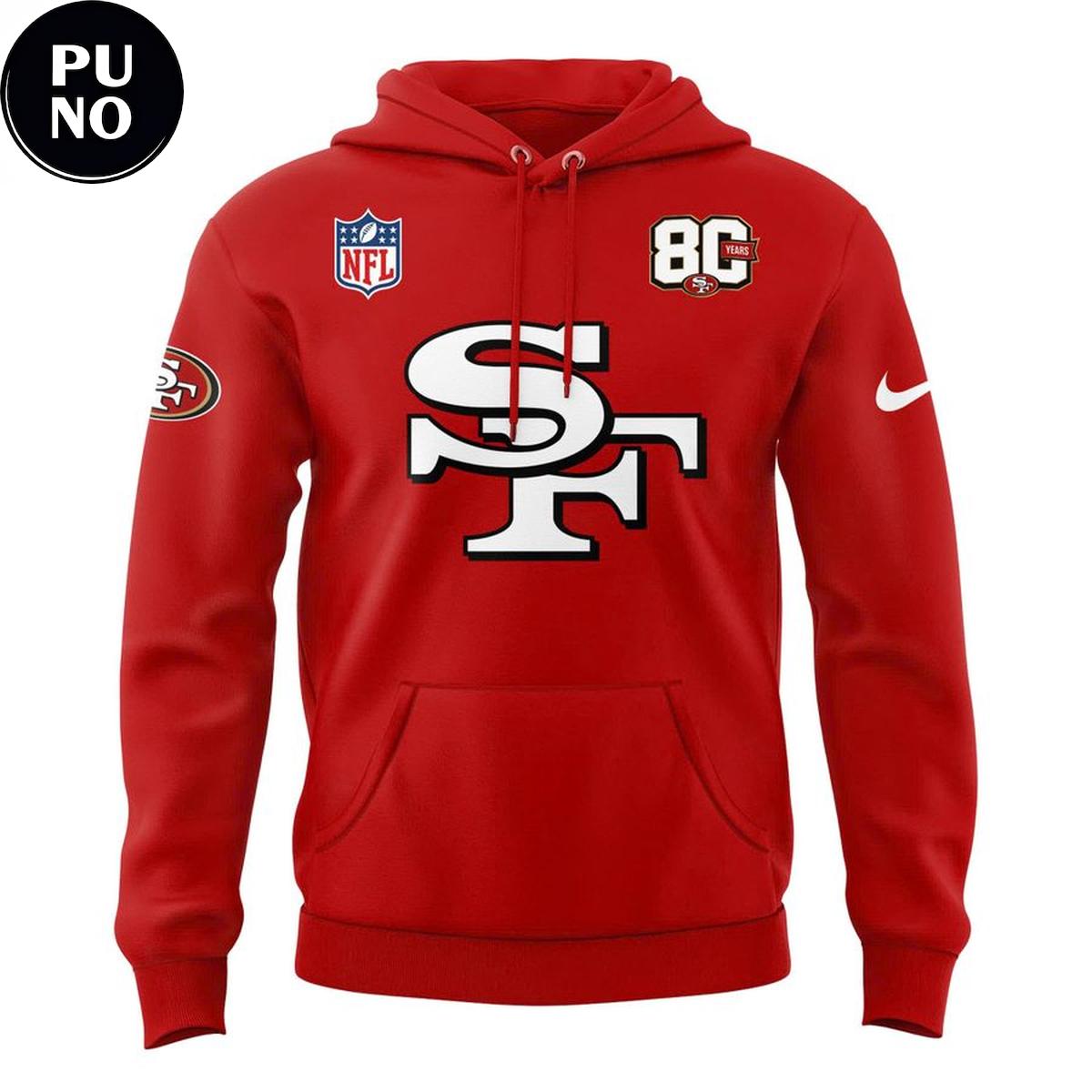 San Francisco 49ers Celebrate 80 Years Faithful 2026 Red Hoodie T-Shirt