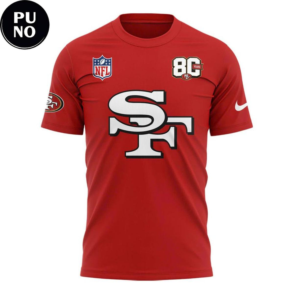 San Francisco 49ers Celebrate 80 Years Faithful 2026 Red Hoodie T-Shirt