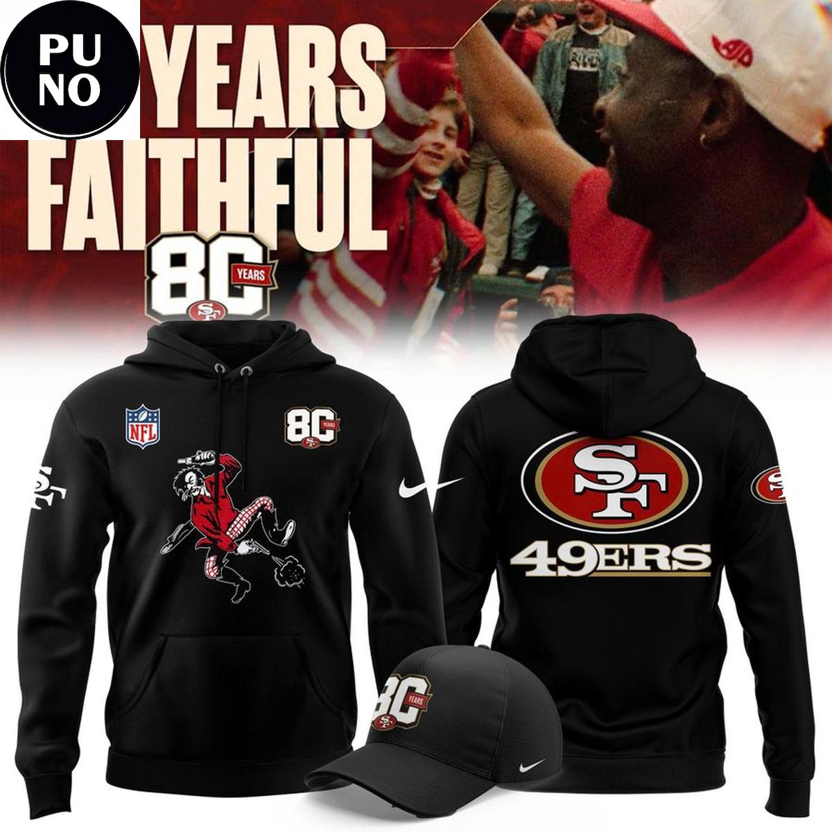 San Francisco 49ers Celebrate 80th Anniversary 2026 Black Hoodie T-Shirt