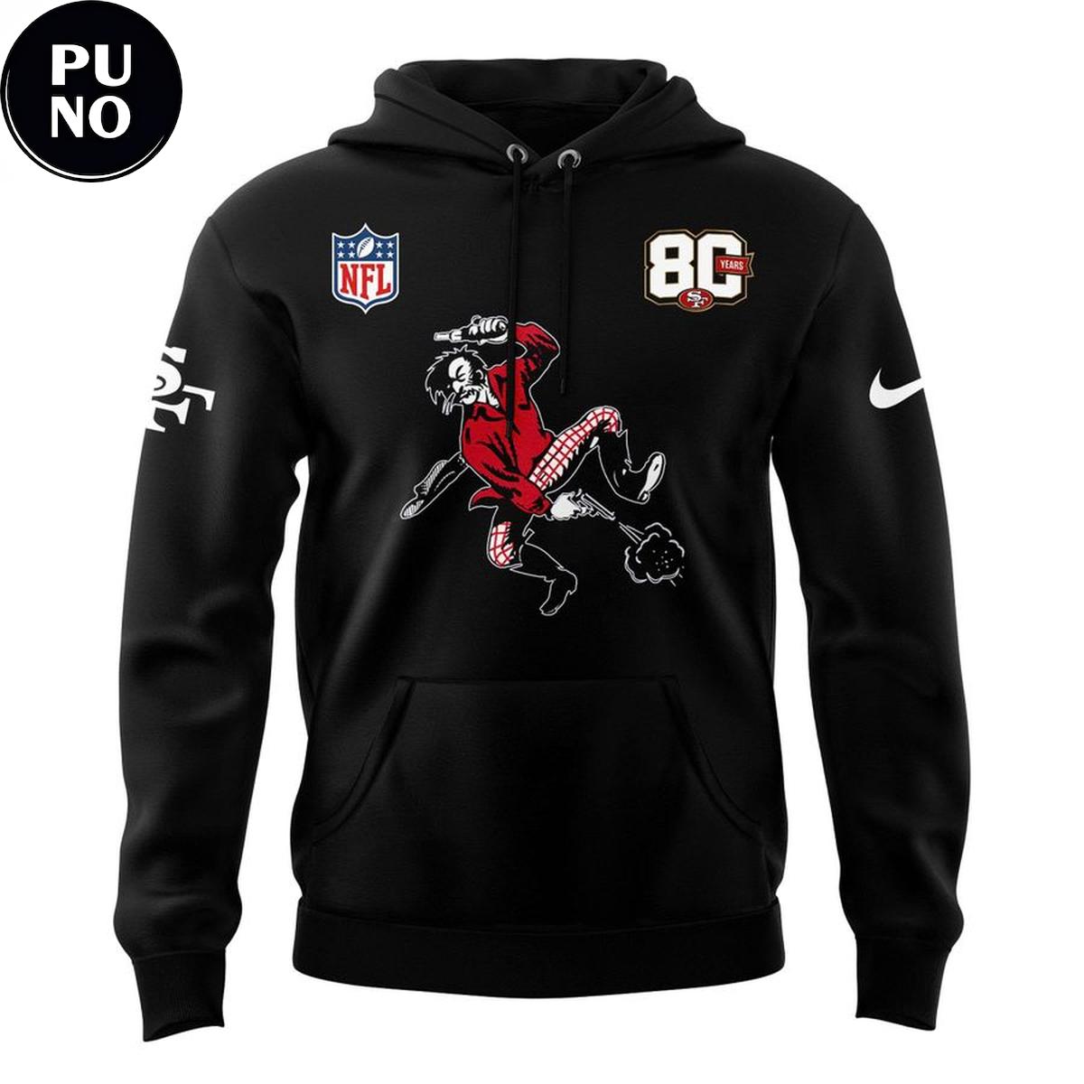 San Francisco 49ers Celebrate 80th Anniversary 2026 Black Hoodie T-Shirt