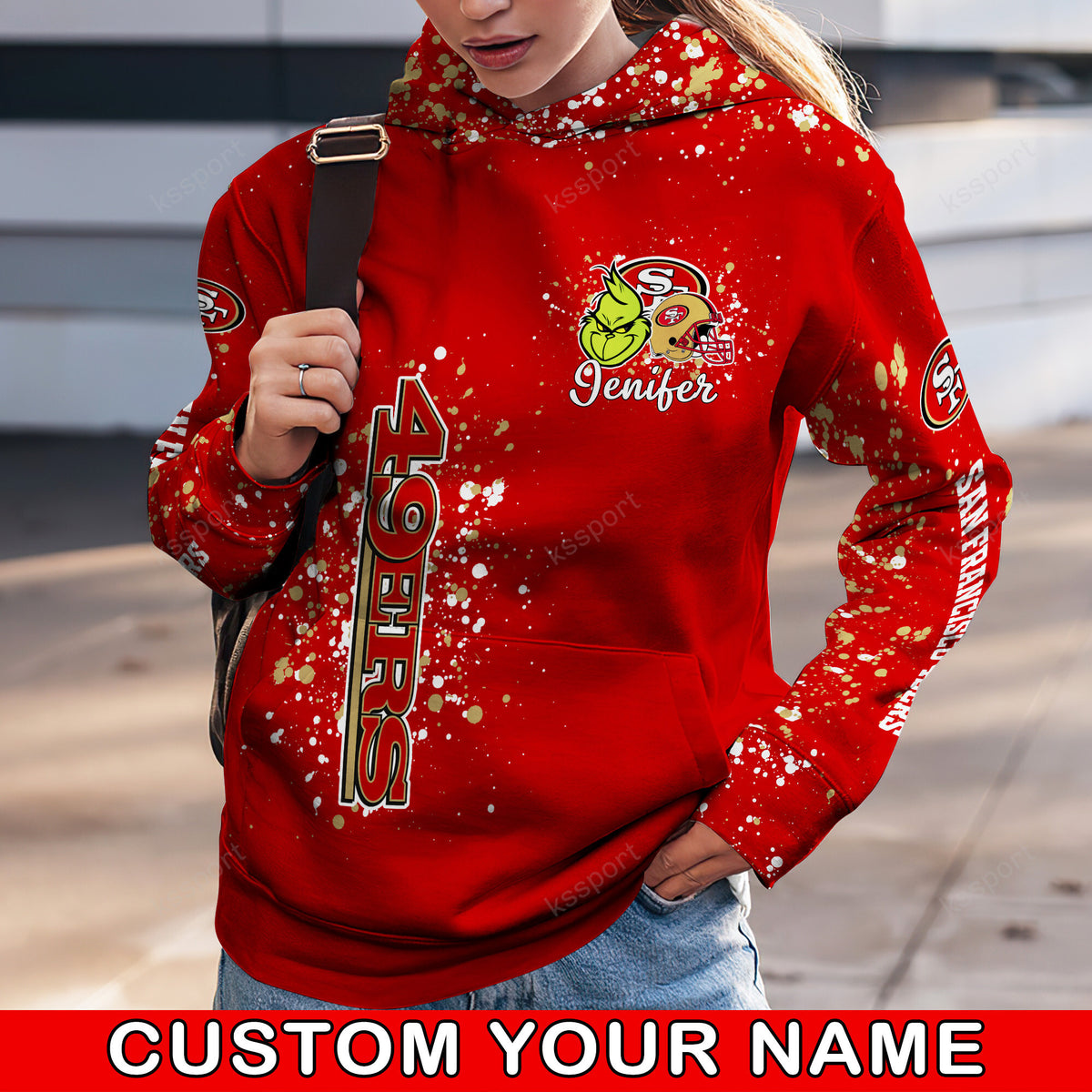Custom NFL San Francisco 49ers Hoodie Leggings The Grinch Hoodie Rock Paper Scissors Throat Punch I Win