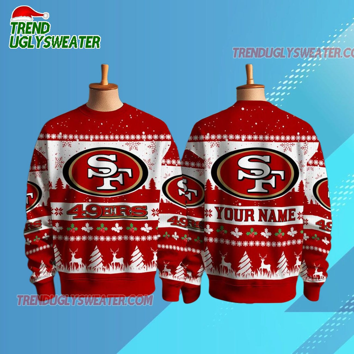 Personalized San Francisco 49ers Nfl Snow Ugly Christmas Sweater