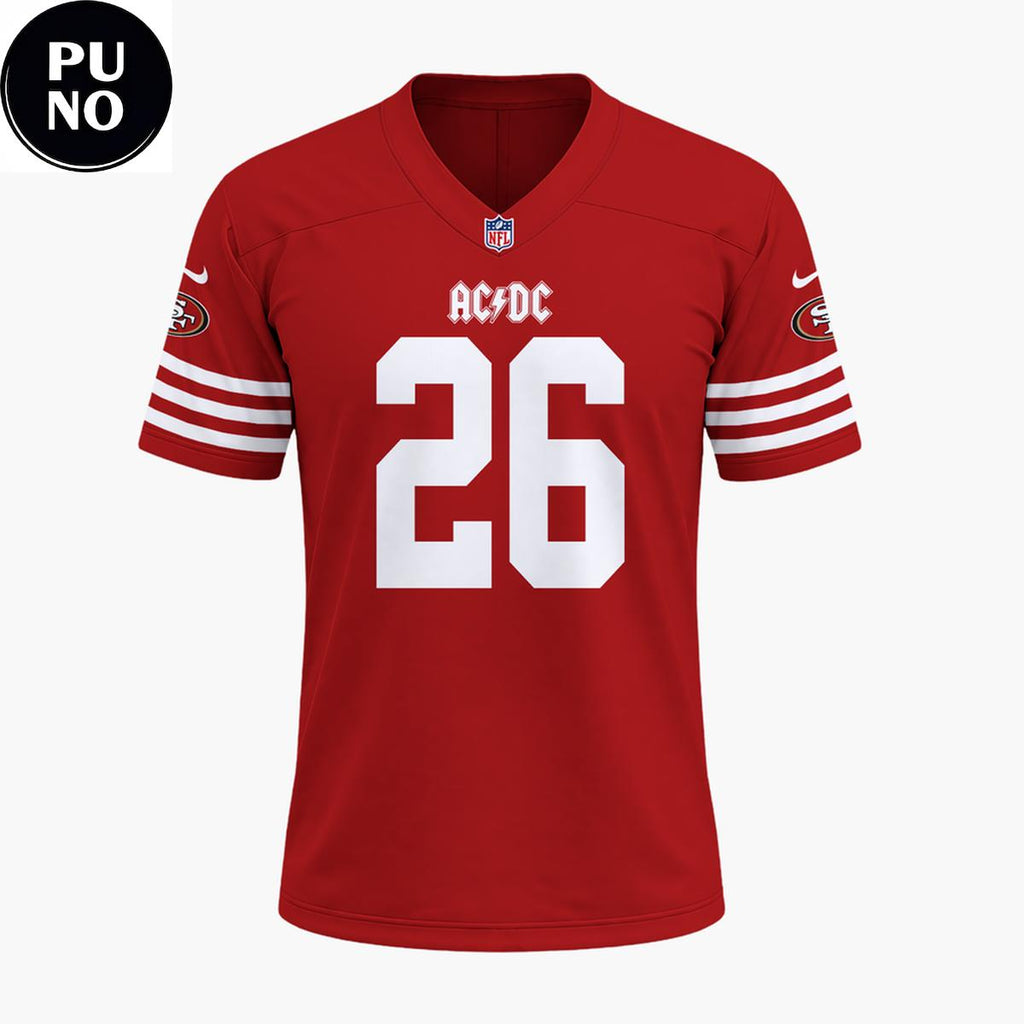 San Francisco 49ers x AC/DC Power Up Tour 2026 Football Jersey