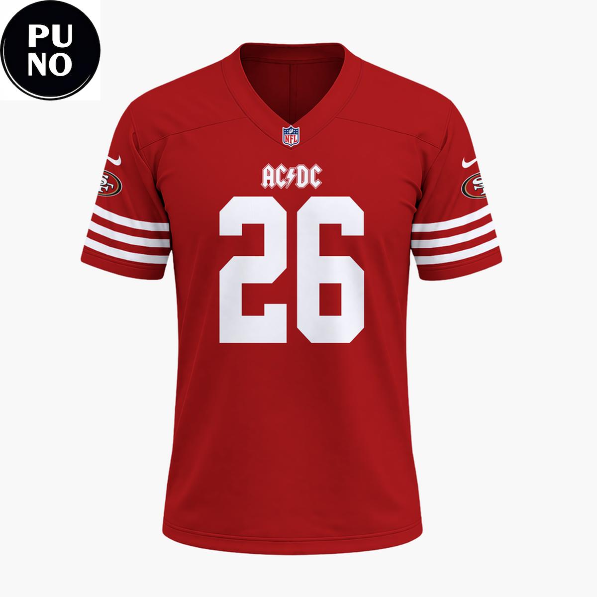 San Francisco 49ers x AC/DC Power Up Tour 2026 Football Jersey