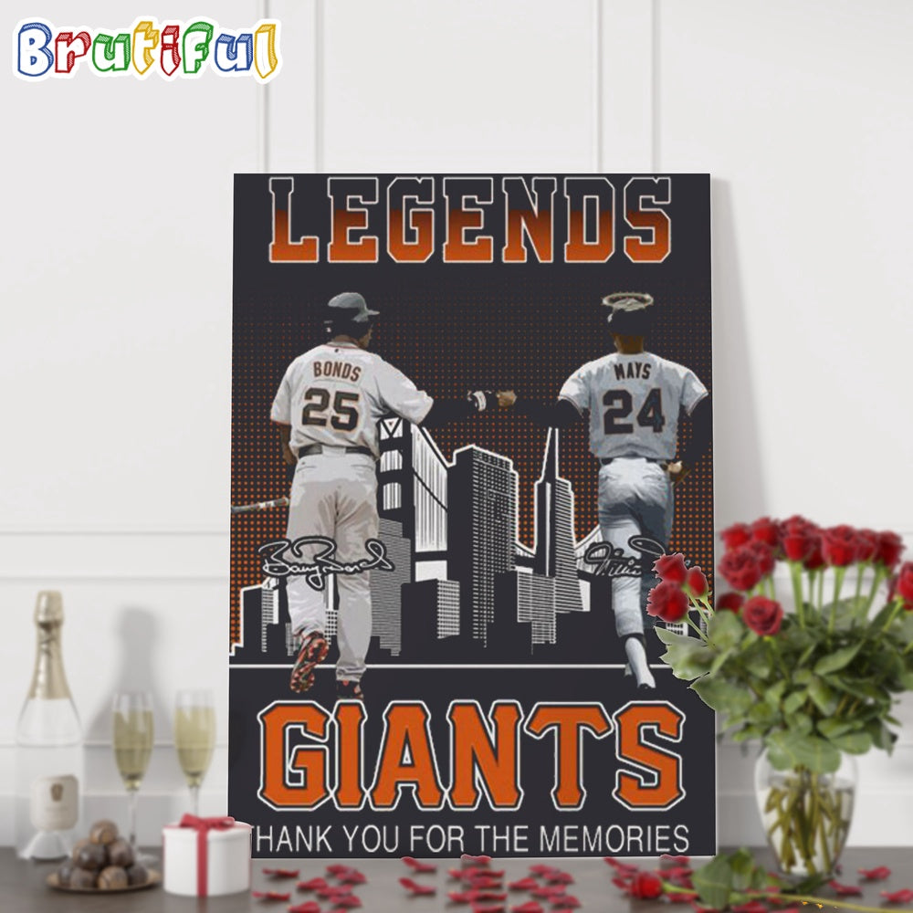 San Francisco Giants Legends Thank You For The Memories Signature Wall Art Poster Canvas