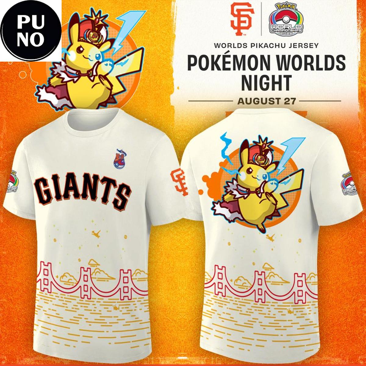 San Francisco Giants x Pokemon Worlds Night 2026 Worlds Pikachu Hoodie T-Shirt