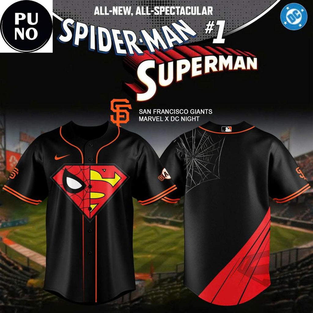 San Francisco Giants x Spiderman & Superman Mashup 2026 Baseball Jersey