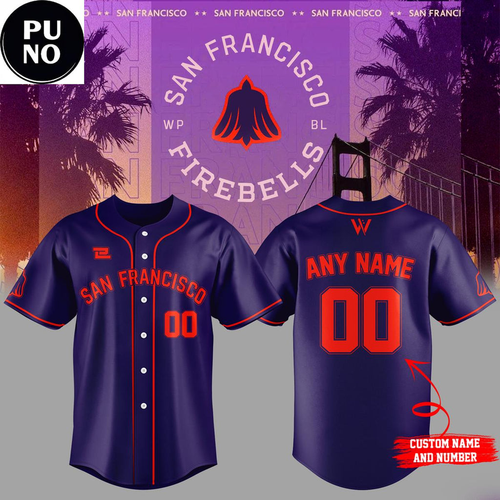San Francisco WPBL 2026 Firebells Personalized Baseball Jersey