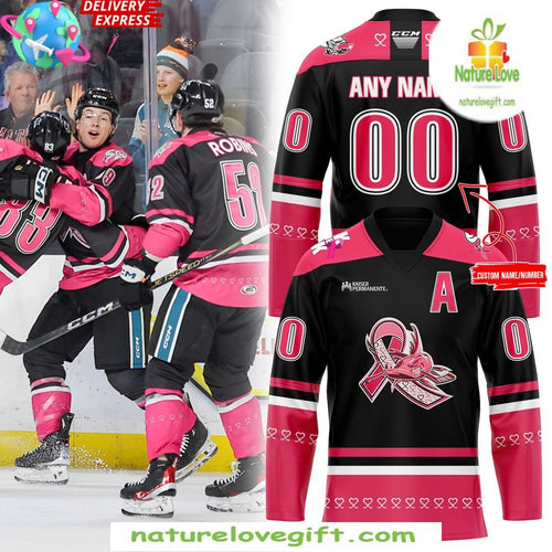 San Jose Barracuda Pink in the Rink Hockey Jersey Special Edition