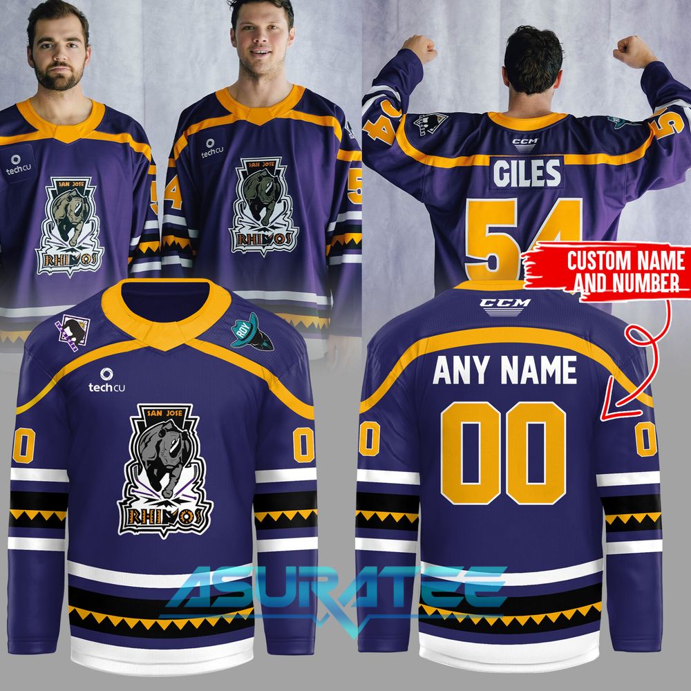 San Jose Rhinos Throwback Night Special Hockey Jersey