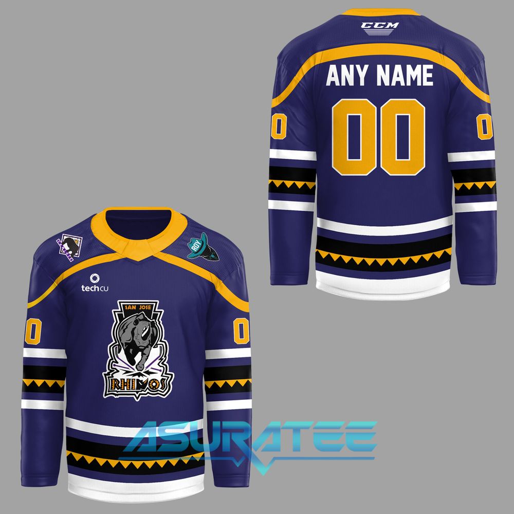 San Jose Rhinos Throwback Night Special Hockey Jersey