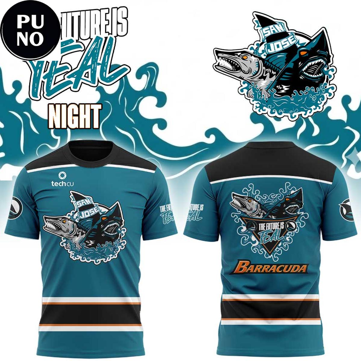 San Jose Sharks Barracuda The Future is Teal Night 2026 Hoodie T-Shirt