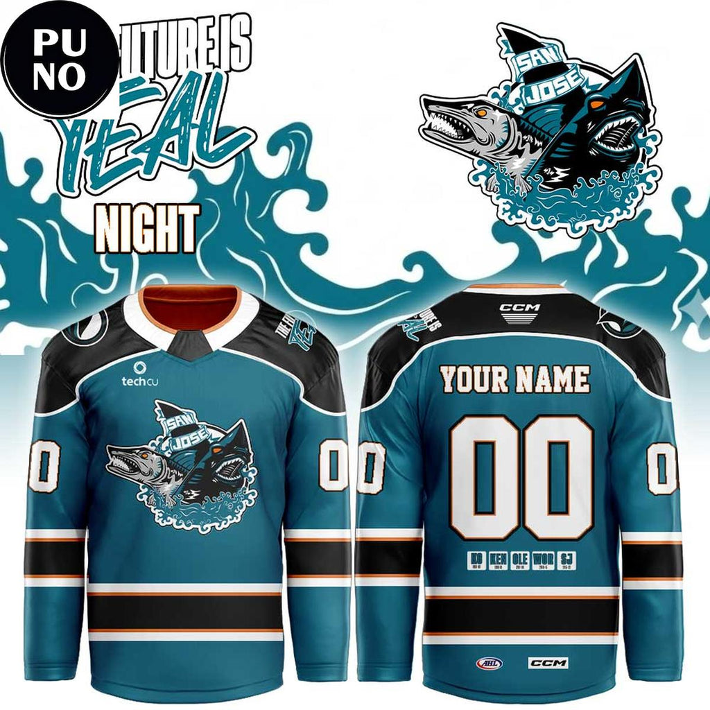 San Jose Sharks Barracuda The Future is Teal Night 2026 Personalized Hockey Jersey