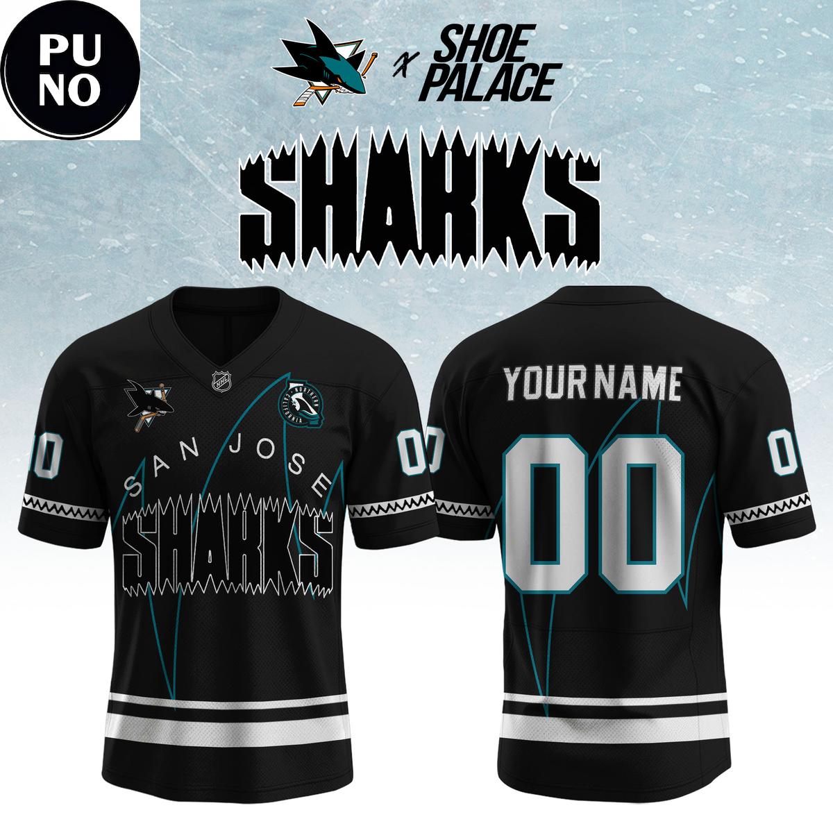 San Jose Sharks x Shoe Palace 2026 Personalized Football Jersey