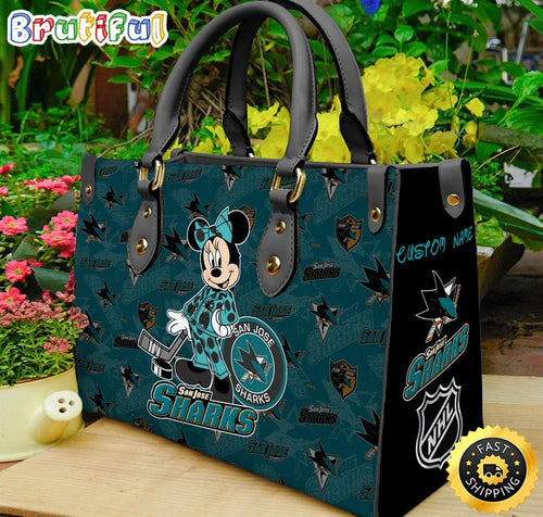 San Jose Sharks NHL Minnie Women Leather Hand Bag