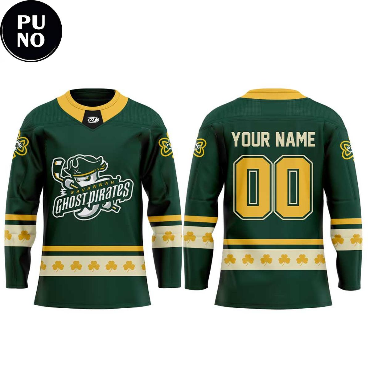 Savannah Ghost Pirates x St. Patrick’s Day 2026 Personalized Hockey Jersey