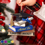 Custom School Graduation Cap With Books - Personalized Custom Shaped Ornament - Graduation Motivation Gift For Her/Him, Daughter/Son, Grad Ceremony, Commencement