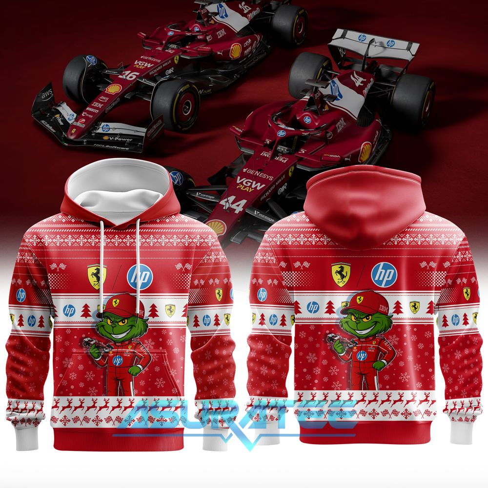 Scuderia Ferrari Grinch Christmas Hoodie Holiday Mischief Meets Pure Racing Spirit