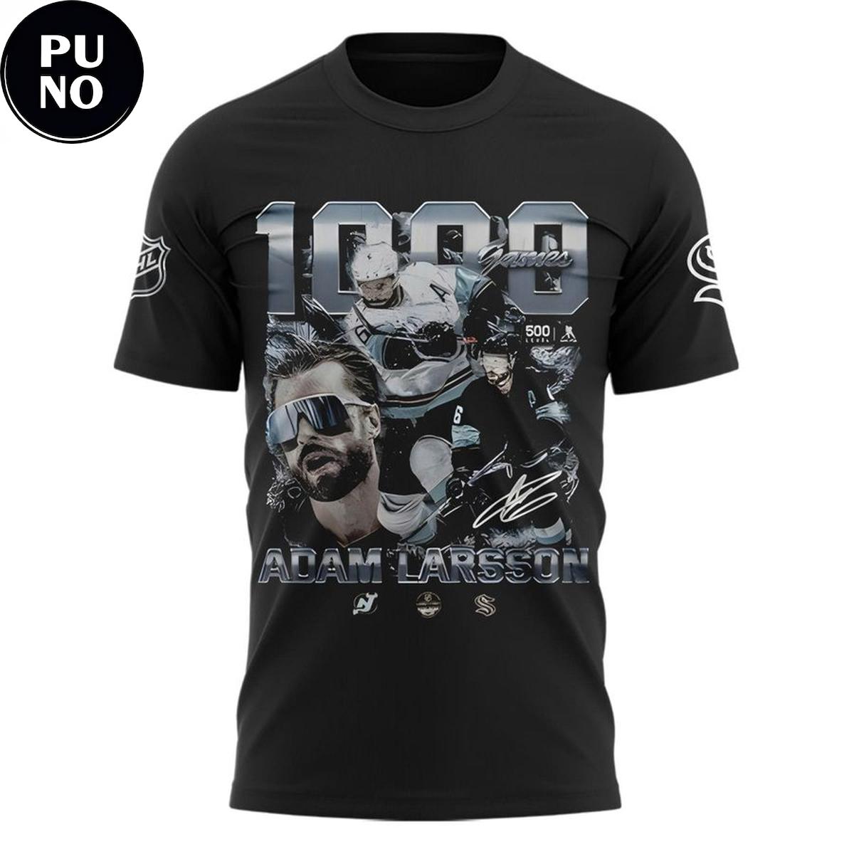 Seattle Kraken Adam Larsson Big 1Kat 1000 Games 2026 Hoodie T-Shirt