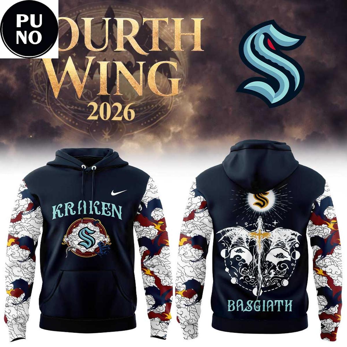 Seattle Kraken x Fourth Wings Night 2026 Basgiath Hoodie T-Shirt