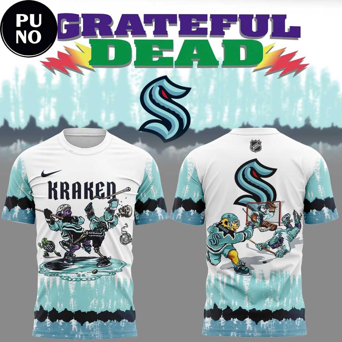 Seattle Kraken x Grateful Dead 2026 Tie Dye Hoodie T-Shirt
