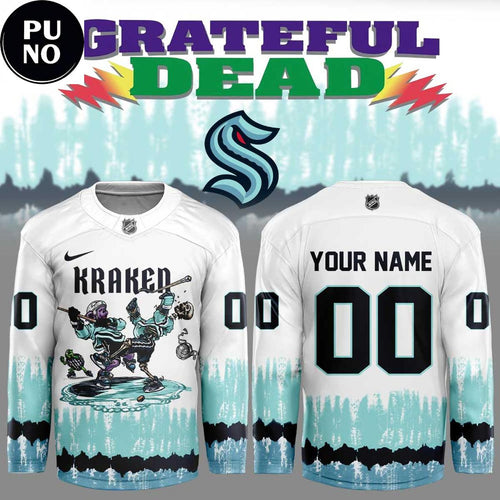 Seattle Kraken x Grateful Dead 2026 Tie Dye Personalized Hockey Jersey