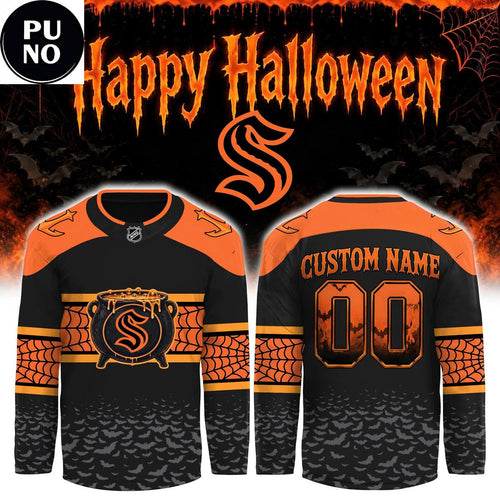 Seattle Kraken x Halloween Day 2026 Personalized Hockey Jersey