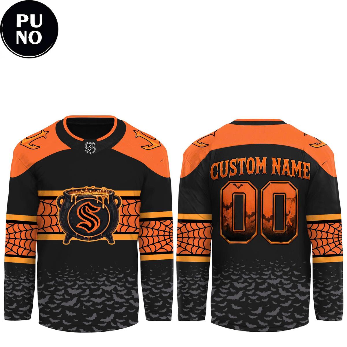 Seattle Kraken x Halloween Day 2026 Personalized Hockey Jersey