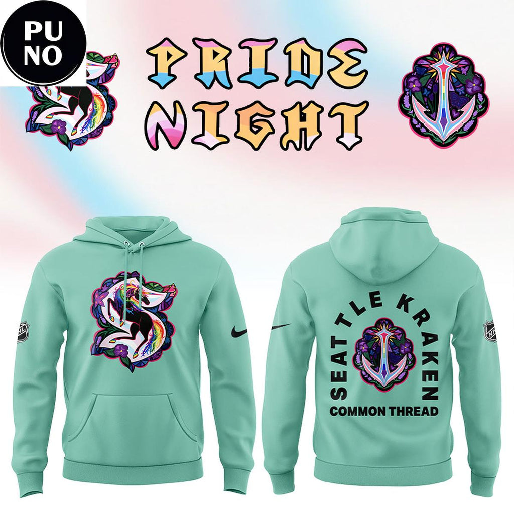Seattle Kraken x Pride Night 2026 Common Thread Mint Hoodie T-Shirt