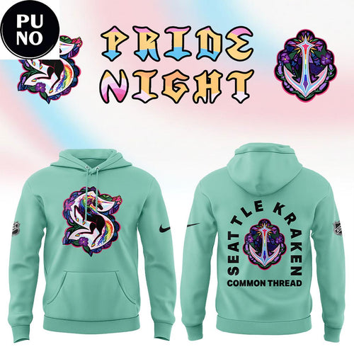 Seattle Kraken x Pride Night 2026 Common Thread Mint Hoodie T-Shirt