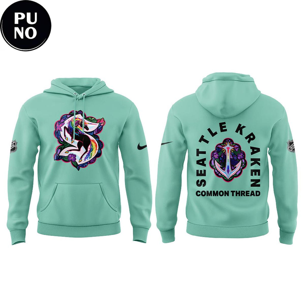 Seattle Kraken x Pride Night 2026 Common Thread Mint Hoodie T-Shirt